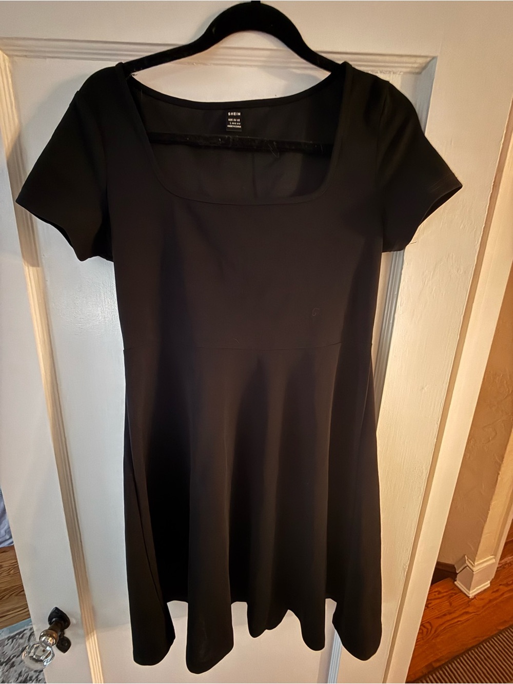 Black Short Sleeve Fit & Flare Dress